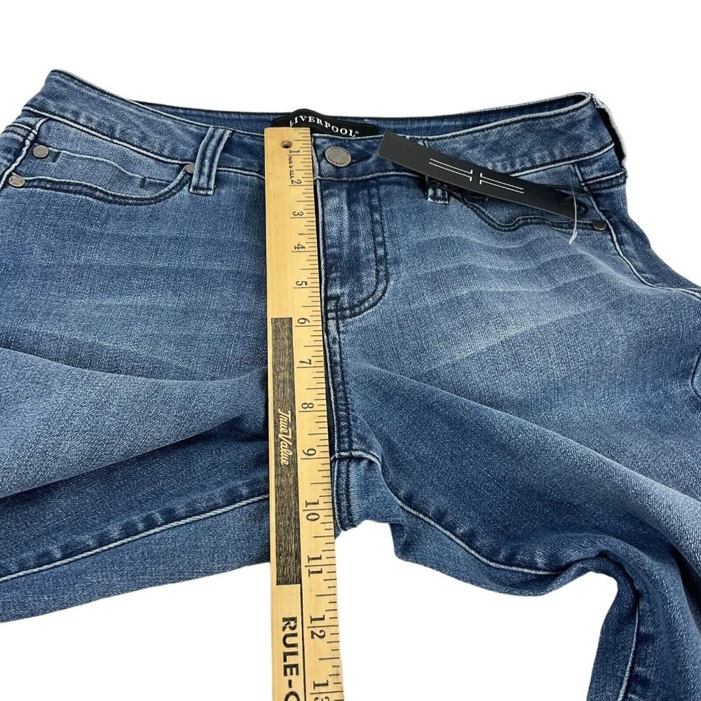 Liverpool Jeans Women's Sz 28" Blue The Crop Straight w/ Embroidered Hem Nwt - Picture 8 of 10